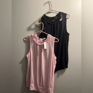 NWT 2 piece bundle New York & Company Cute Work Blouse Navy Blue  & pink Size M